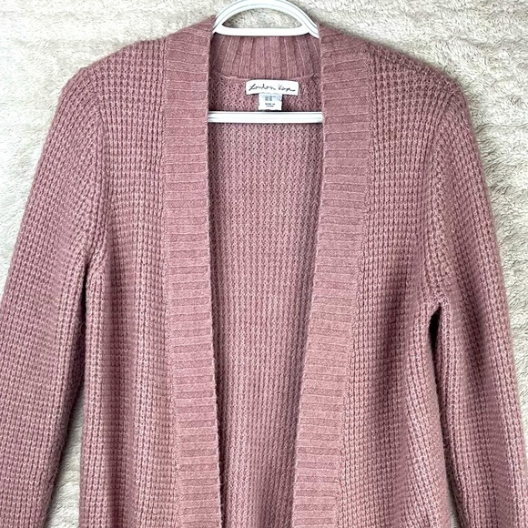 Cozy Long Line Cardigan Duster Medium Dusty Rose Maeve by London Kaye Pockets - Picture 2 of 13